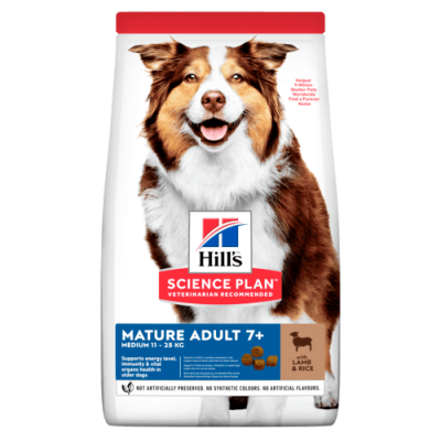 Hill's Science Plan Medium Mature Adult 7+ Alimento Per Cani Con Agnello E Riso 12kg