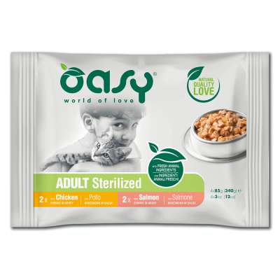 Oasy Cat Adult Sterilized Bocconcini in Salsa Multipack 4 buste x 85g