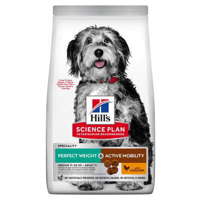 Hill's Science Plan Perfect Weight & Active Mobility Medium Breed Adult Alimento Per Cani Con Pollo 12kg